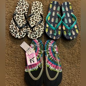 3 pair of girls sandals- all brand new, one with tags